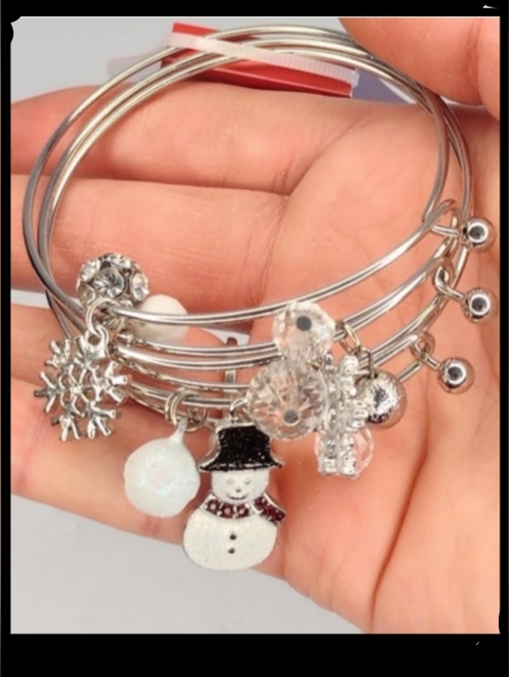 3 Expandable Snowflake Charm Bracelets
